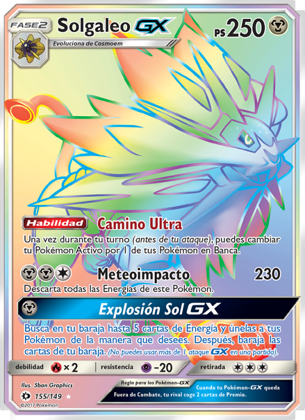 Solgaleo GX 155 — Sol y Luna (Spanish Pokémon TCG card)