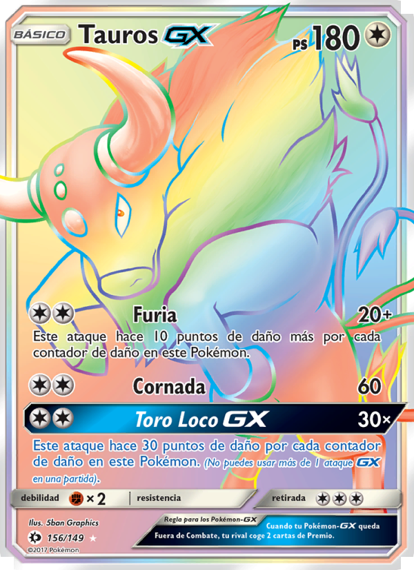 Tauros GX 156 — Sol y Luna (Spanish Pokémon TCG card)