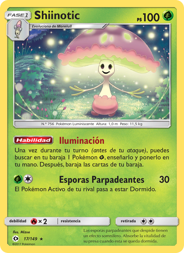 Shiinotic 17 — Sol y Luna (Spanish Pokémon TCG card)