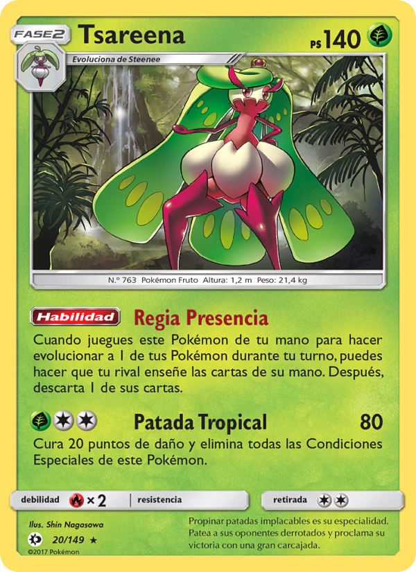 Tsareena 20 — Sol y Luna (Spanish Pokémon TCG card)