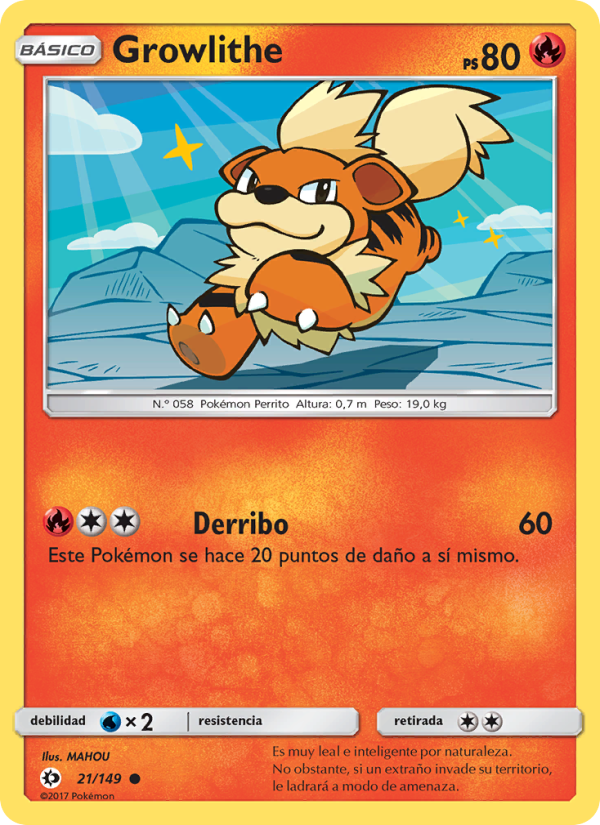 Growlithe 21 — Sol y Luna (Spanish Pokémon TCG card)