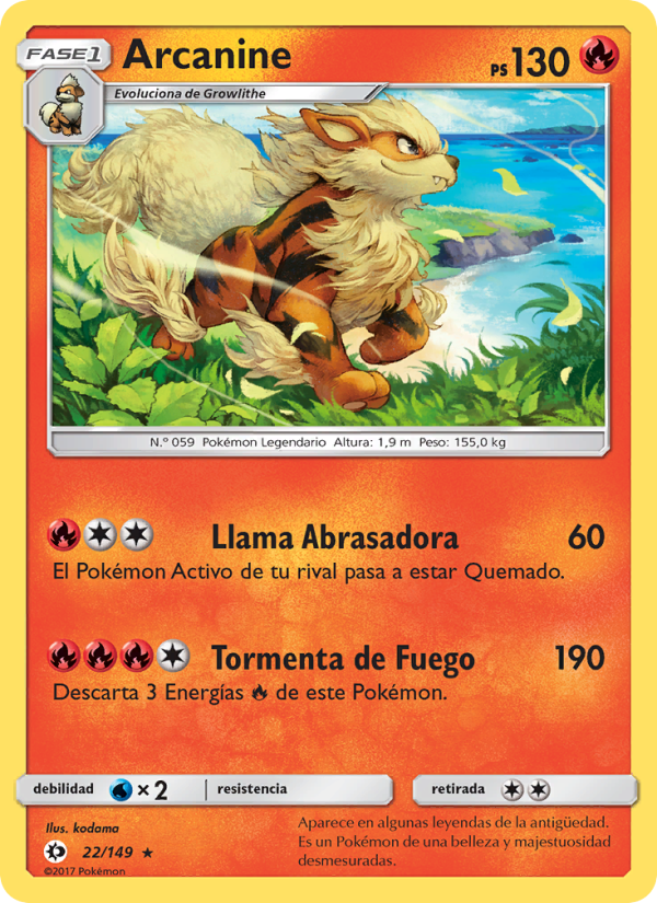 Arcanine 22 — Sol y Luna (Spanish Pokémon TCG card)