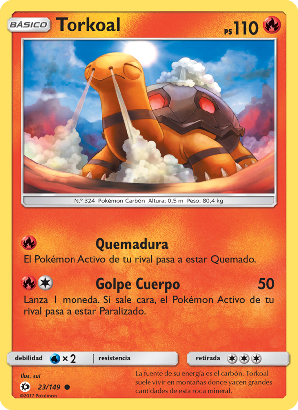 Torkoal 23 — Sol y Luna (Spanish Pokémon TCG card)