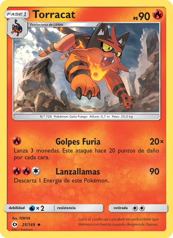 Torracat 25 — Sol y Luna (Spanish Pokémon TCG card)
