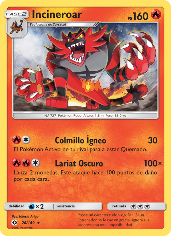 Incineroar 26 — Sol y Luna (Spanish Pokémon TCG card)