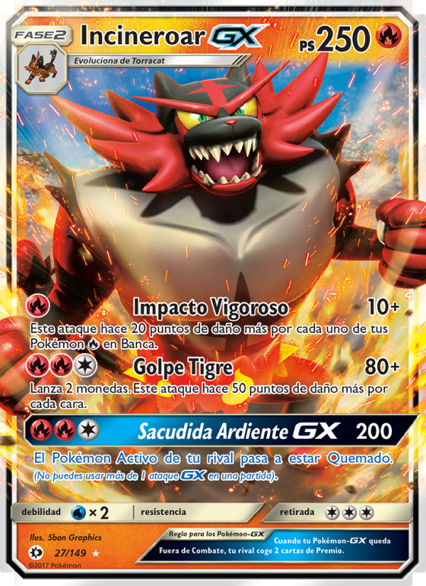 Incineroar GX 27 — Sol y Luna (Spanish Pokémon TCG card)