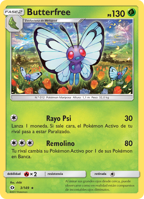 Butterfree 3 — Sol y Luna (Spanish Pokémon TCG card)