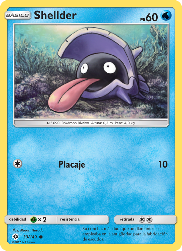 Shellder 33 — Sol y Luna (Spanish Pokémon TCG card)