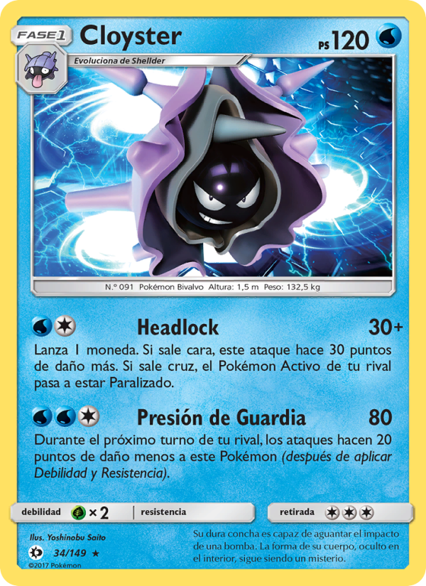 Cloyster 34 — Sol y Luna (Spanish Pokémon TCG card)