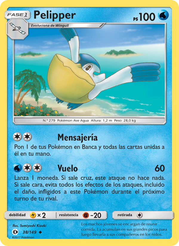 Pelipper 38 — Sol y Luna (Spanish Pokémon TCG card)