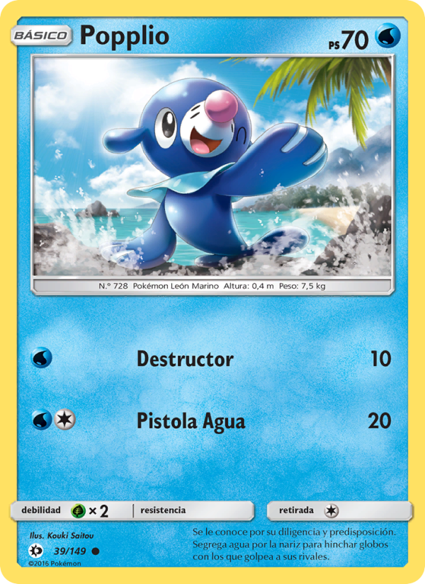 Popplio 39 — Sol y Luna (Spanish Pokémon TCG card)