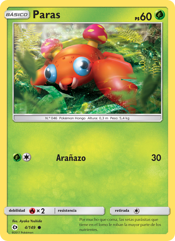 Paras 4 — Sol y Luna (Spanish Pokémon TCG card)