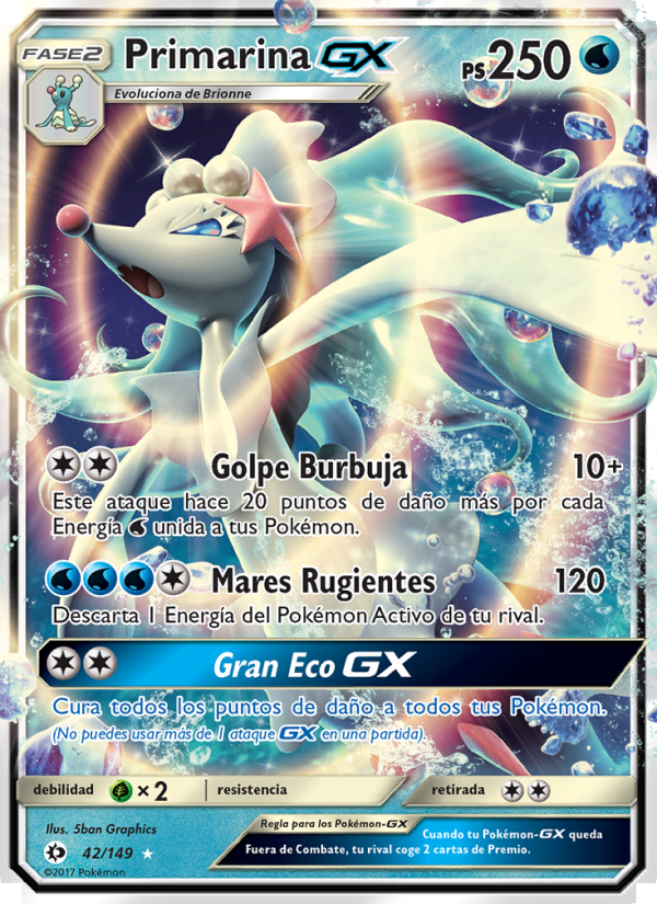 Primarina GX 42 — Sol y Luna (Spanish Pokémon TCG card)