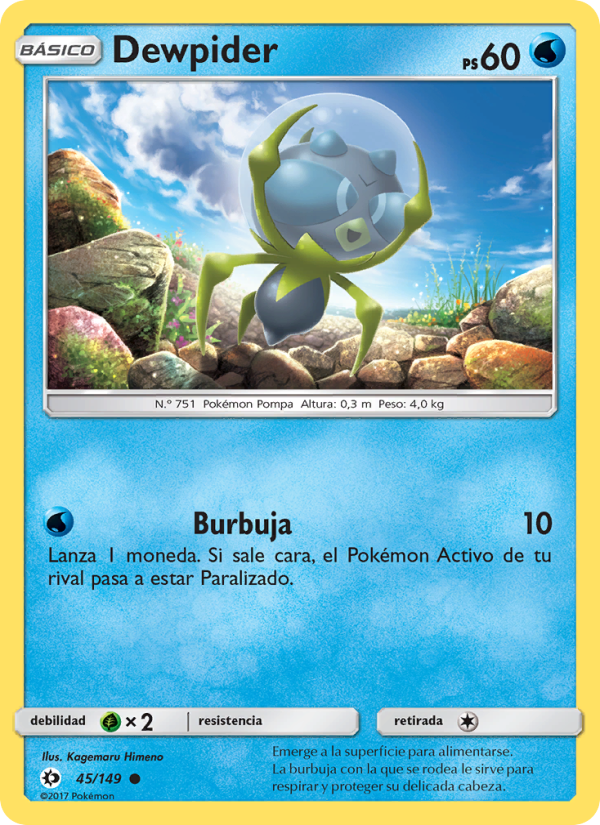Dewpider 45 — Sol y Luna (Spanish Pokémon TCG card)