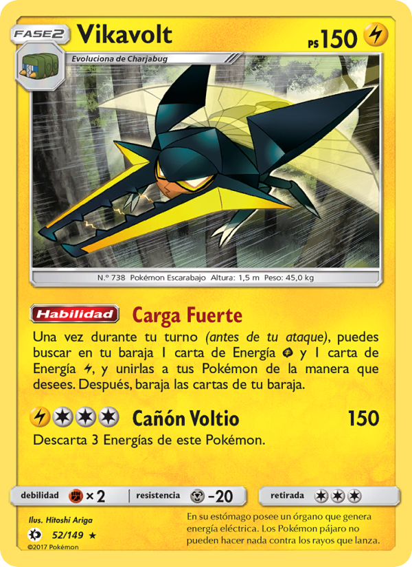 Vikavolt 52 — Sol y Luna (Spanish Pokémon TCG card)