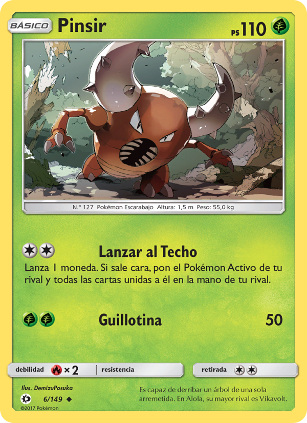 Pinsir 6 — Sol y Luna (Spanish Pokémon TCG card)