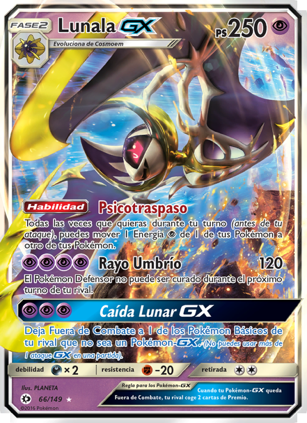 Lunala GX 66 — Sol y Luna (Spanish Pokémon TCG card)