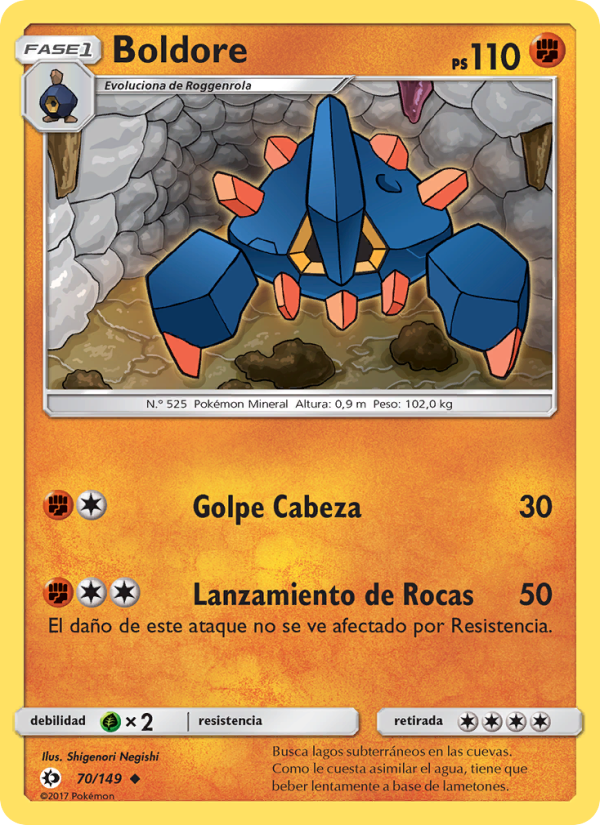Boldore 70 — Sol y Luna (Spanish Pokémon TCG card)