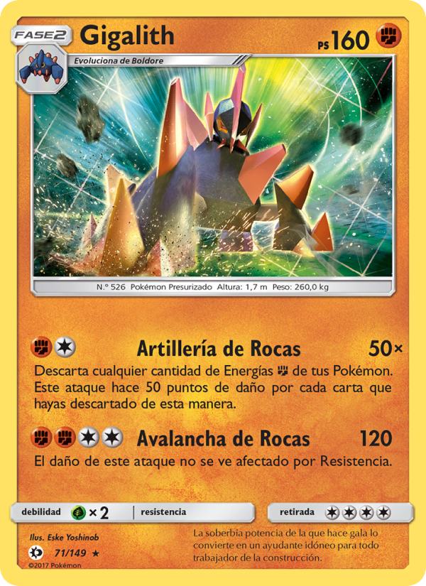 Gigalith 71 — Sol y Luna (Spanish Pokémon TCG card)