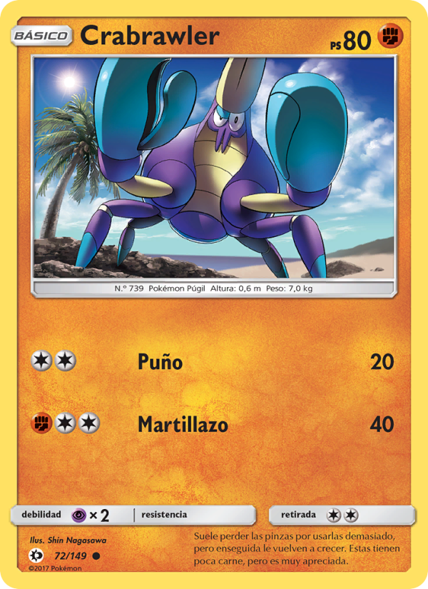 Crabrawler 72 — Sol y Luna (Spanish Pokémon TCG card)