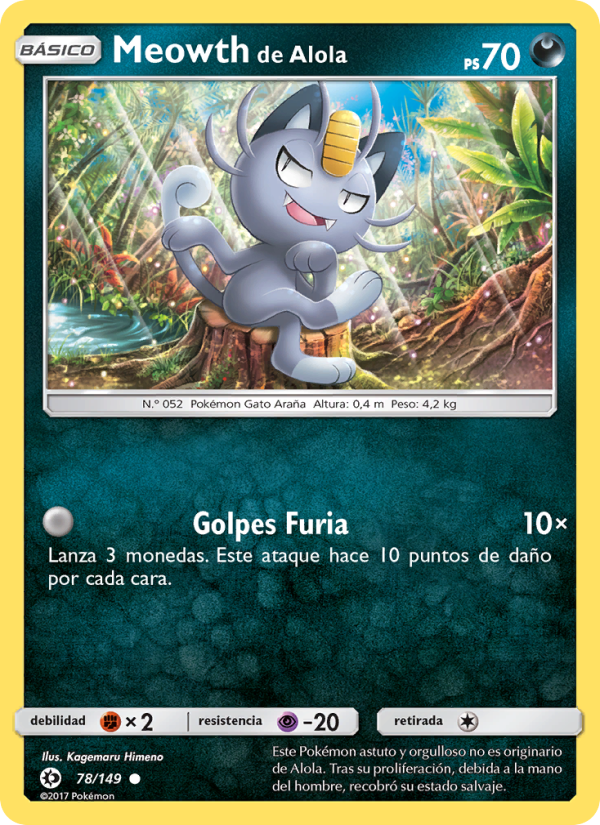 Meowth de Alola 78 — Sol y Luna (Spanish Pokémon TCG card)