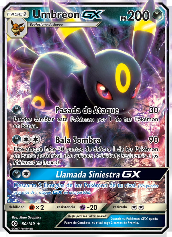 Umbreon GX 80 — Sol y Luna (Spanish Pokémon TCG card)