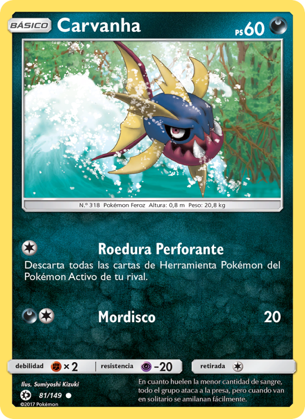 Carvanha 81 — Sol y Luna (Spanish Pokémon TCG card)