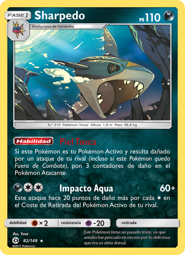 Sharpedo 82 — Sol y Luna (Spanish Pokémon TCG card)