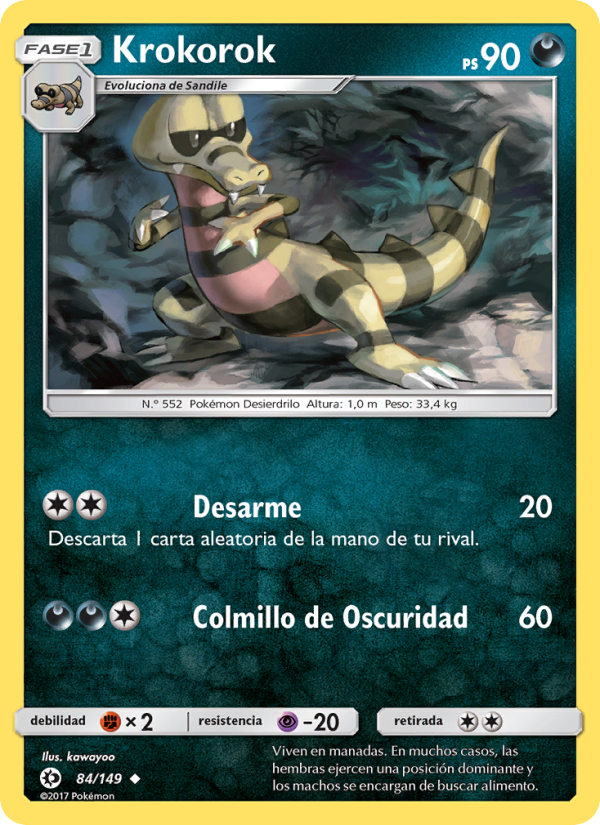 Krokorok 84 — Sol y Luna (Spanish Pokémon TCG card)