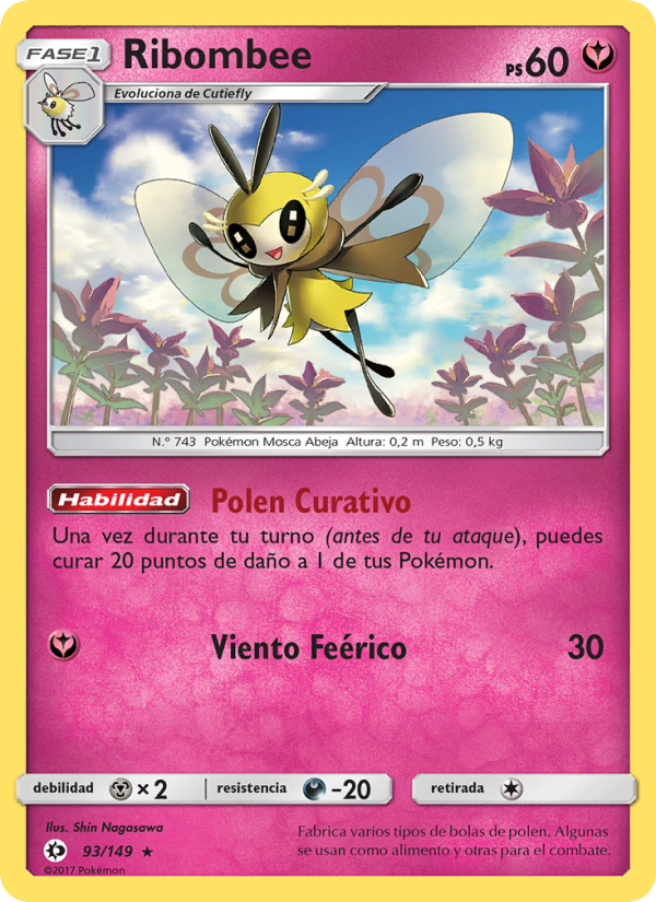 Ribombee 93 — Sol y Luna (Spanish Pokémon TCG card)