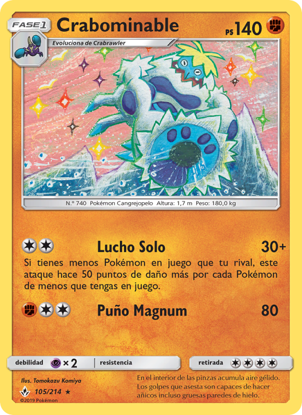 Crabominable 105 — Vínculos Indestructibles (Spanish Pokémon TCG card)