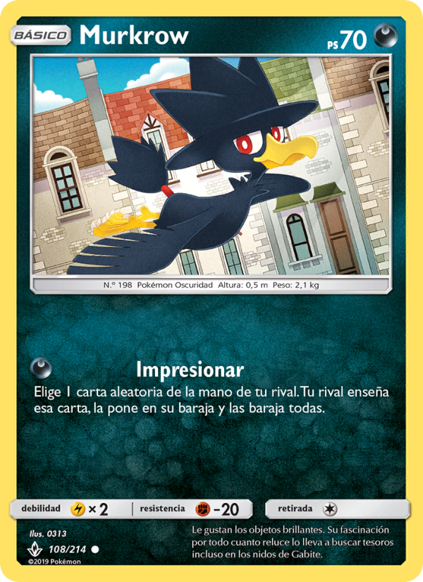 Murkrow 108 — Vínculos Indestructibles (Spanish Pokémon TCG card)