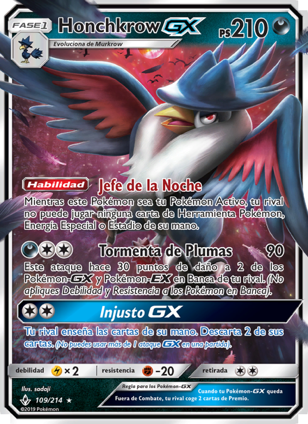 Honchkrow GX 109 — Vínculos Indestructibles (Spanish Pokémon TCG card)