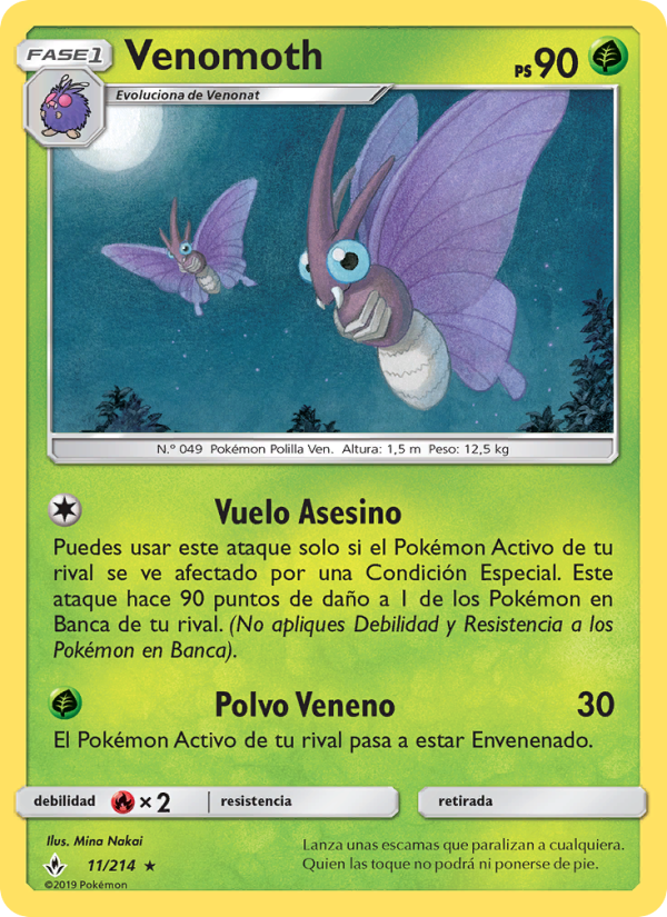 Venomoth 11 — Vínculos Indestructibles (Spanish Pokémon TCG card)