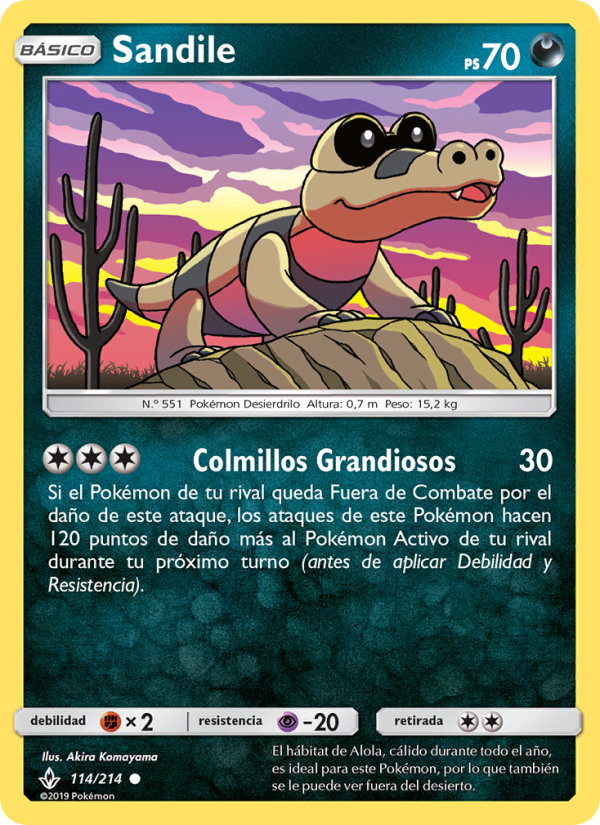 Sandile 114 — Vínculos Indestructibles (Spanish Pokémon TCG card)