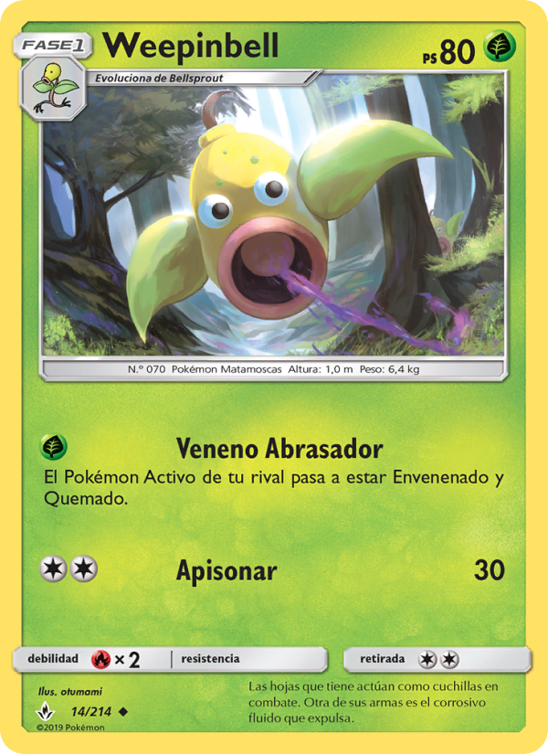 Weepinbell 14 — Vínculos Indestructibles (Spanish Pokémon TCG card)