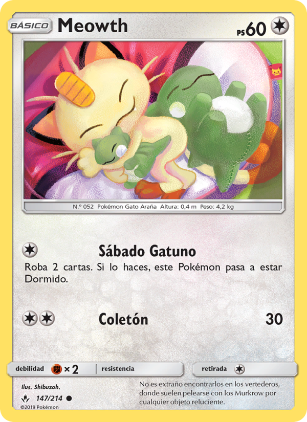 Meowth 147 — Vínculos Indestructibles (Spanish Pokémon TCG card)