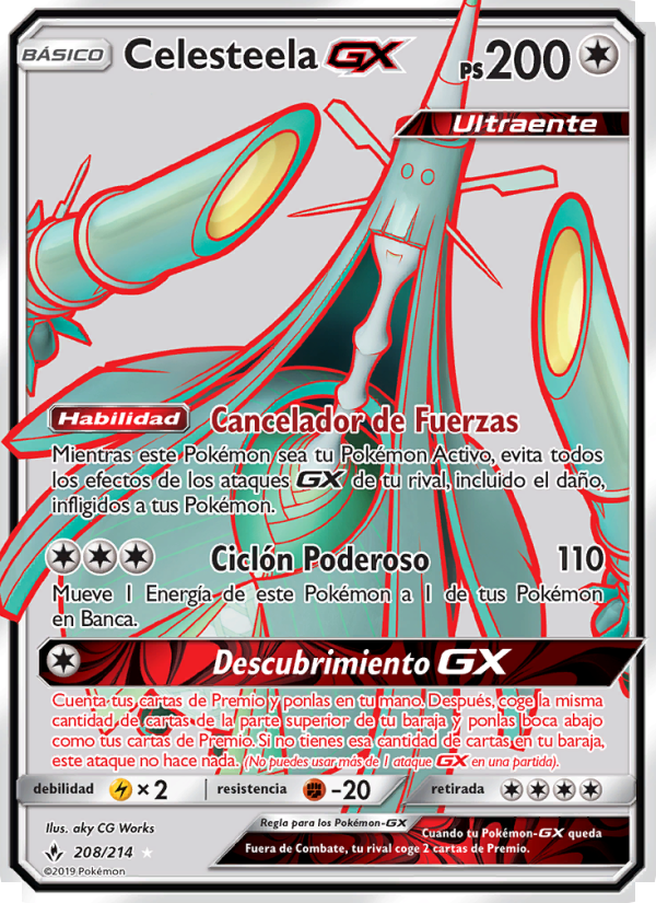 Celesteela GX 208 — Vínculos Indestructibles (Spanish Pokémon TCG card)