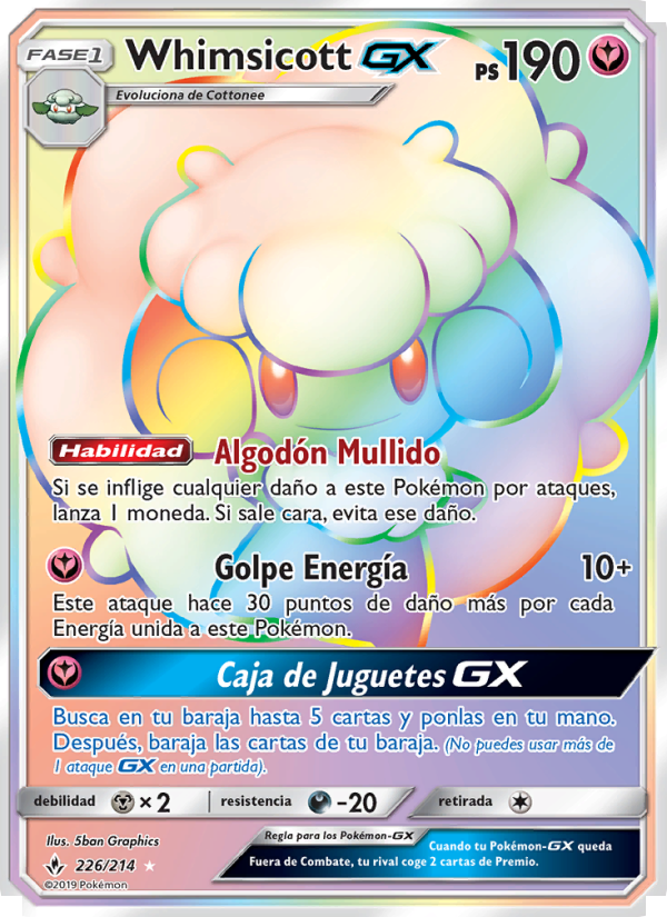 Whimsicott GX 226 — Vínculos Indestructibles (Spanish Pokémon TCG card)