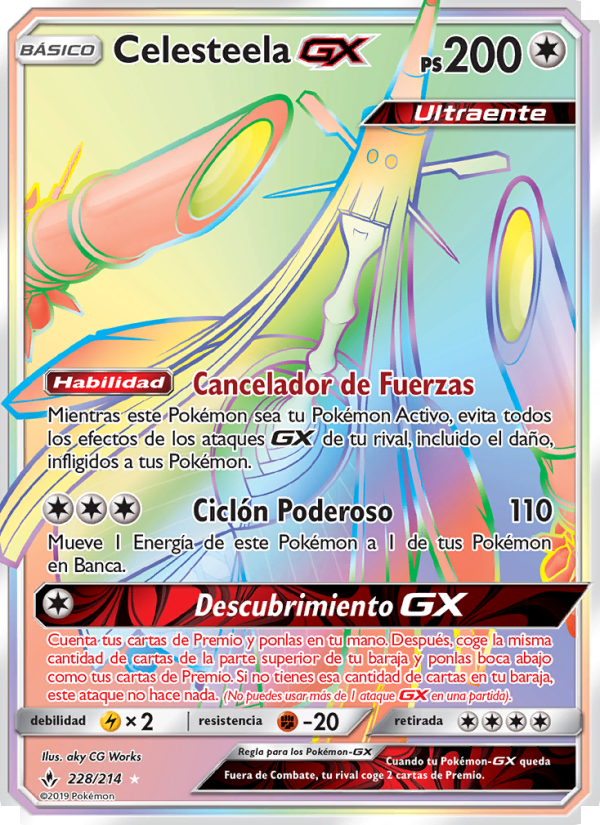 Celesteela GX 228 — Vínculos Indestructibles (Spanish Pokémon TCG card)