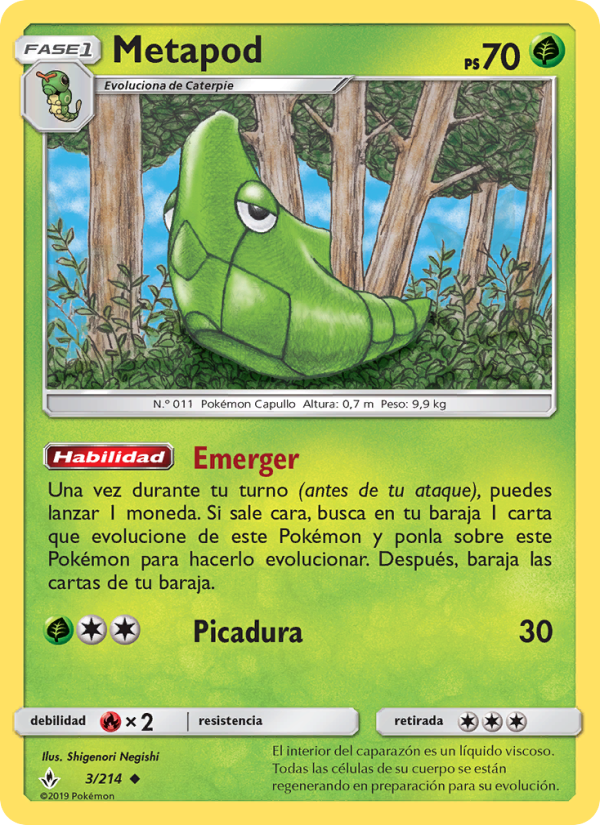 Metapod 3 — Vínculos Indestructibles (Spanish Pokémon TCG card)