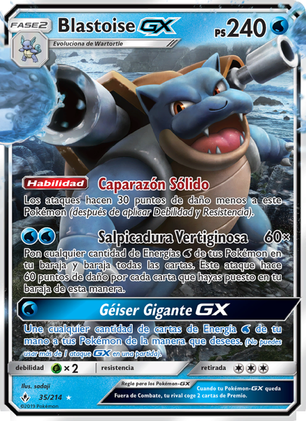 Blastoise GX 35 — Vínculos Indestructibles (Spanish Pokémon TCG card)
