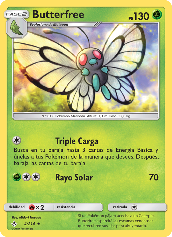 Butterfree 4 — Vínculos Indestructibles (Spanish Pokémon TCG card)