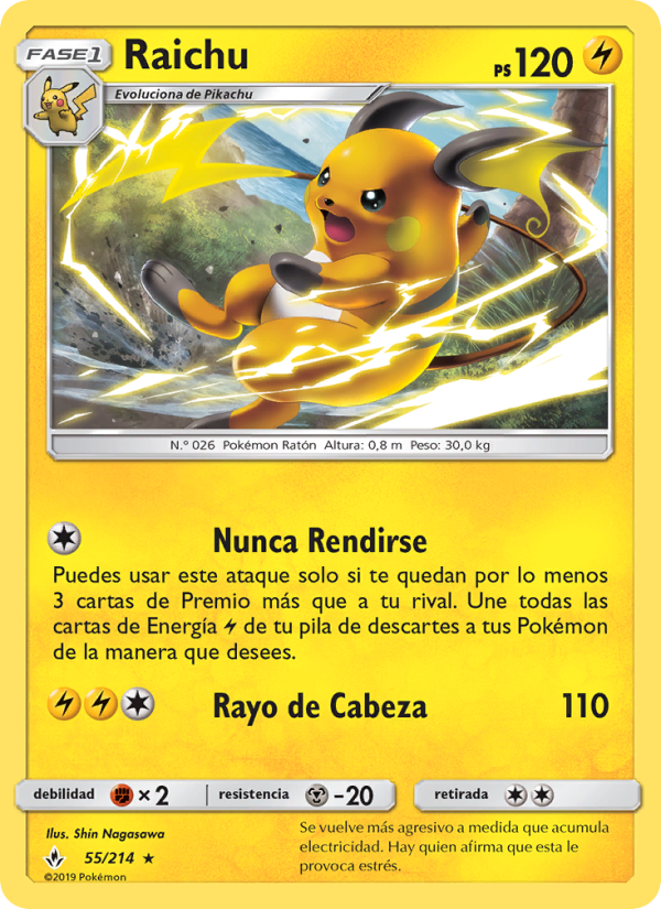 Raichu 55 — Vínculos Indestructibles (Spanish Pokémon TCG card)