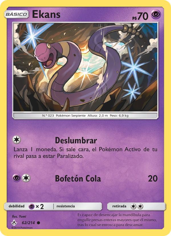 Ekans 62 — Vínculos Indestructibles (Spanish Pokémon TCG card)