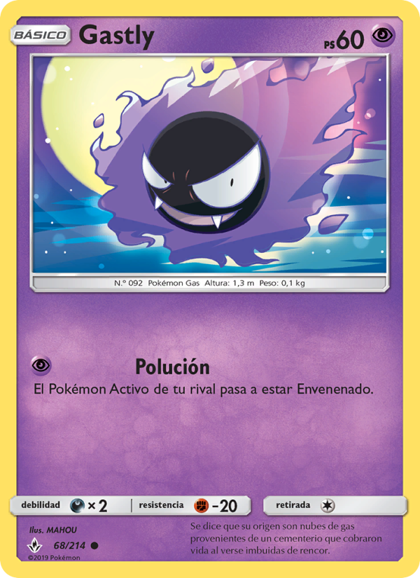 Gastly 68 — Vínculos Indestructibles (Spanish Pokémon TCG card)
