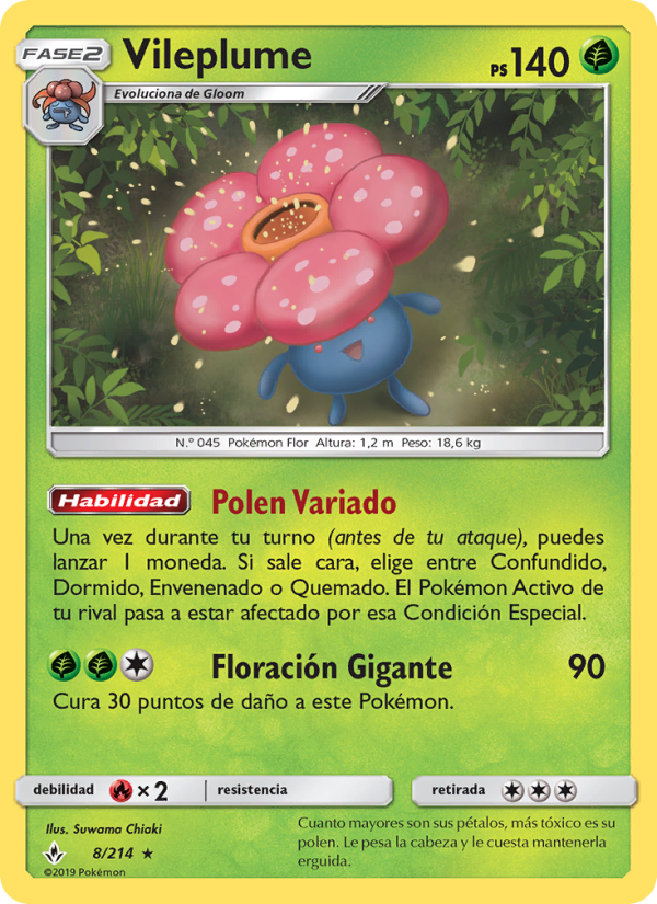 Vileplume 8 — Vínculos Indestructibles (Spanish Pokémon TCG card)