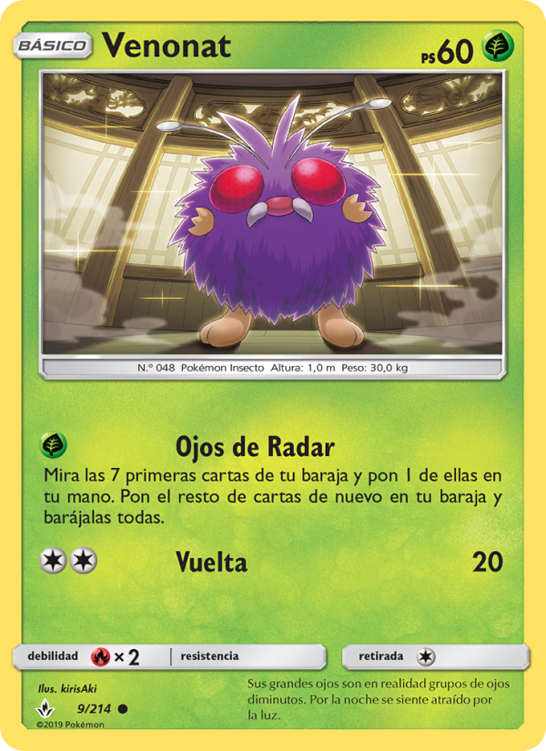 Venonat 9 — Vínculos Indestructibles (Spanish Pokémon TCG card)