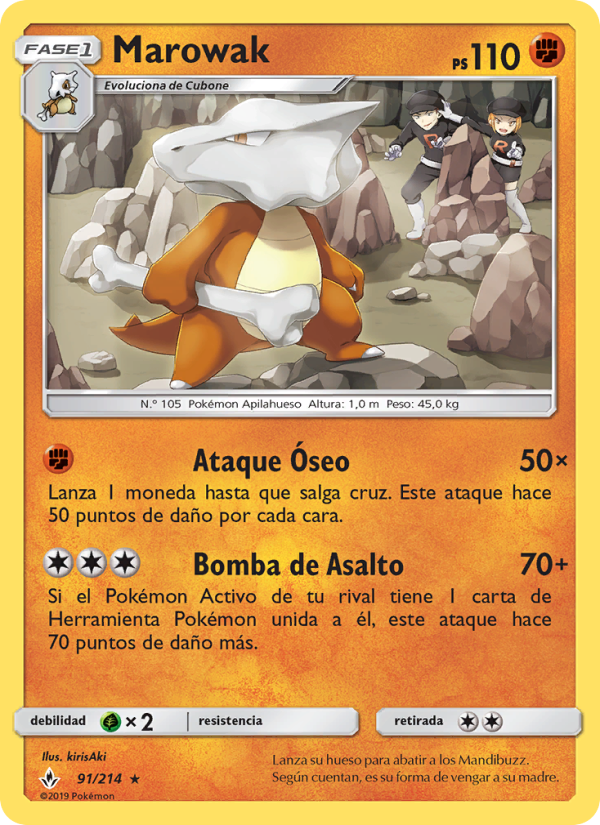 Marowak 91 — Vínculos Indestructibles (Spanish Pokémon TCG card)