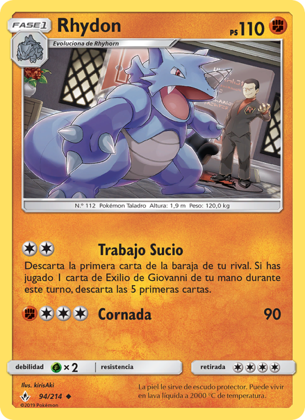 Rhydon 94 — Vínculos Indestructibles (Spanish Pokémon TCG card)